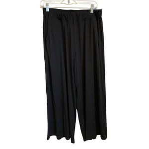 Lisa Bayne Women's Size Medium Black Wide‎ Leg Cropped Pants Relaxed Fit Comfy